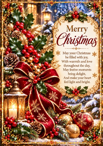 Christmas Holly And Berries Christmas A4 Portrait Card Topper