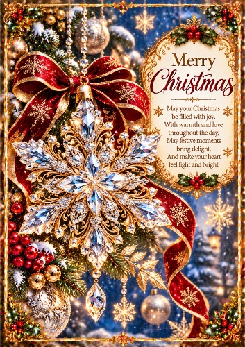 Christmas Snowflake Christmas A4 Portrait Card Topper