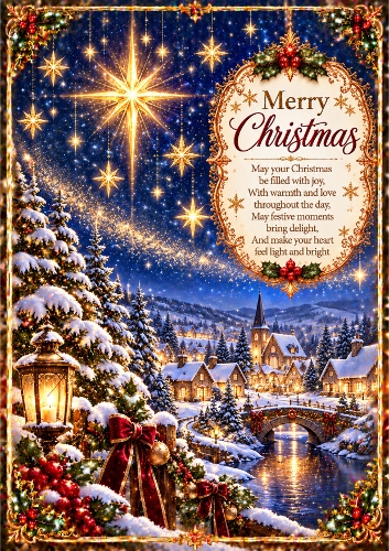 Christmas Starry Sky Christmas A4 Portrait Card Topper