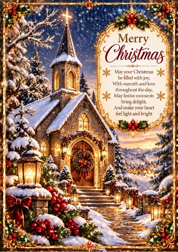 Christmas Chapel Christmas A4 Portrait Card Topper