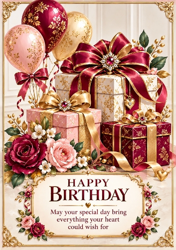Luxury Birthday Gifts A4 Portrait Birthday Card Topper