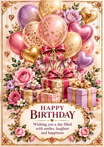 Birthday Balloon Bouquet A4 Portrait Birthday Card Topper