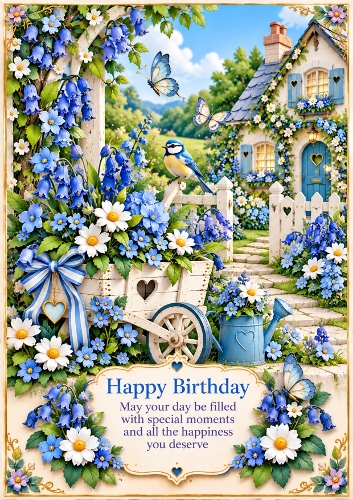 Bluebell Garden A4 Portrait Birthday Card Topper