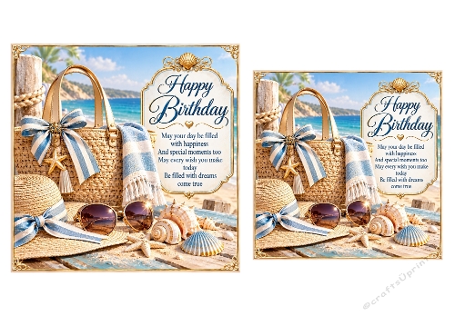 Seaside Birthday 6x6 and 5x5 Birthday Card Toppers 