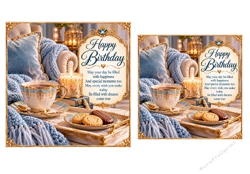 Cosy Birthday 6x6 and 5x5 Birthday Card Toppers 