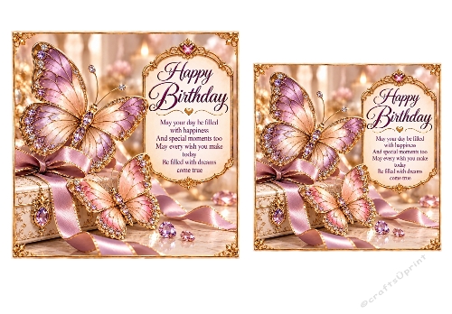 Birthday  Butterflies 6x6 and 5x5 Birthday Card Toppers 