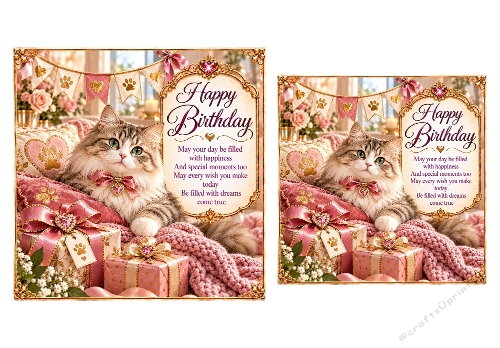 Cat Lovers Birthday 6x6 and 5x5 Birthday Card Toppers 