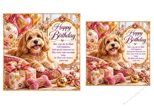 Dog Lovers Birthday 6x6 and 5x5 Birthday Card Toppers 