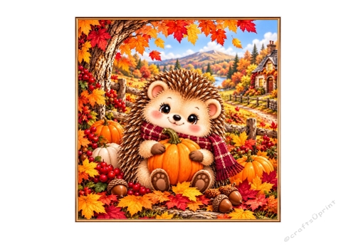 Reserved For Sue - Cute Autumn Hedgehog 7x7 Card Topper
