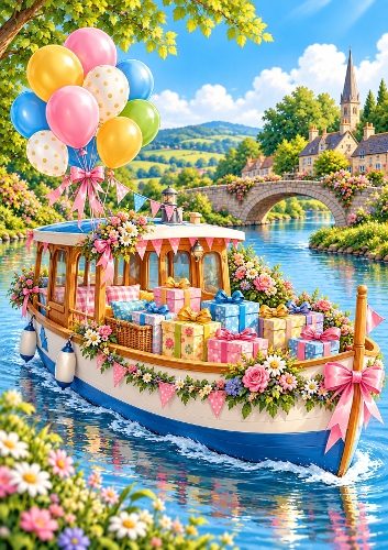   Birthday Boat Trip A4 Portrait Card Topper