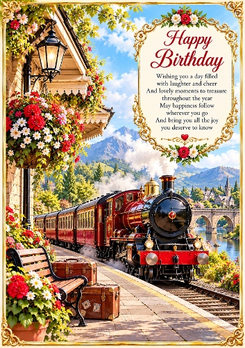 Train Journey Birthday A4 Portrait Card Topper