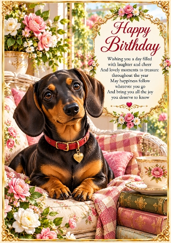 Dachshund Birthday A4 Portrait Card Topper