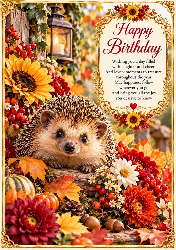Hedgehog Birthday A4 Portrait Card Topper