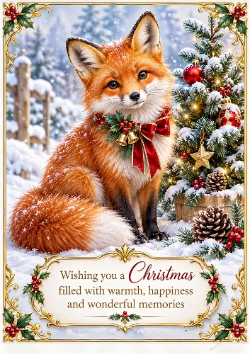 Christmas Fox A4 Portrait Christmas Card Topper