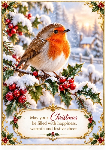 Christmas Robin A4 Portrait Christmas Card Topper