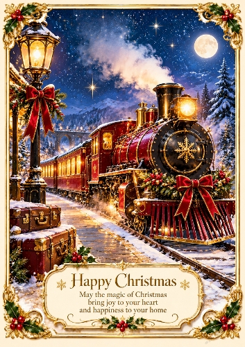 Magical Christmas Express A4 Portrait Card Topper