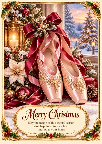 Christmas Ballet A4 Portrait Christmas Card Topper
