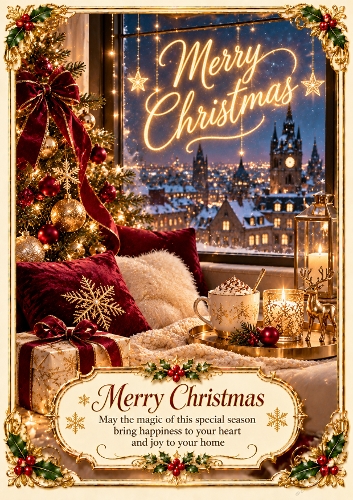 Christmas Neon Sign A4 Portrait Christmas Card Topper