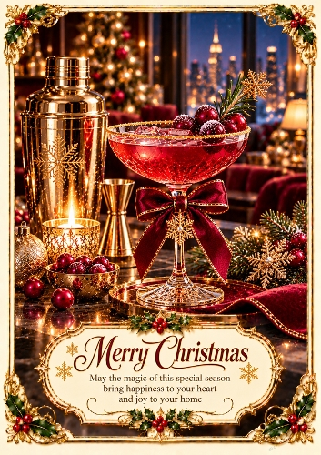 Christmas Cocktail A4 Portrait Christmas Card Topper