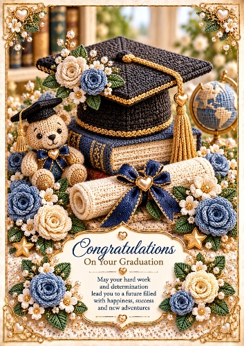 Knitted Graduation A4 Portrait Card Topper