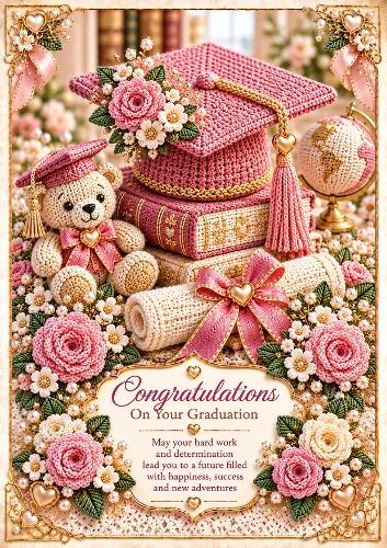 Knitted Graduation A4 Portrait Card Topper