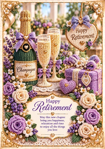 Knitted Retirement A4 Portrait Card Topper