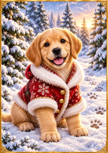 Winter Walkies A4 Portrait Christmas Card Topper