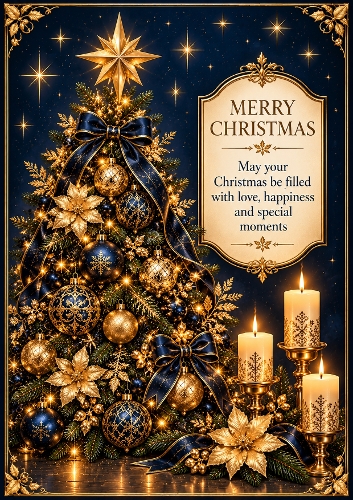 Midnight Christmas A4 Portrait Christmas Card Topper