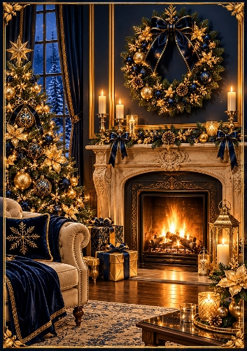 Christmas at the Manor A4 Portrait Christmas Card Topper