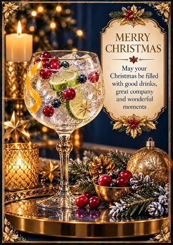 Festive Gin & Tonic A4 Portrait Christmas Card Topper