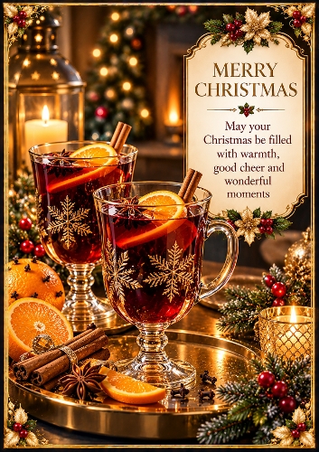 Mulled Wine Christmas A4 Portrait Christmas Card Topper