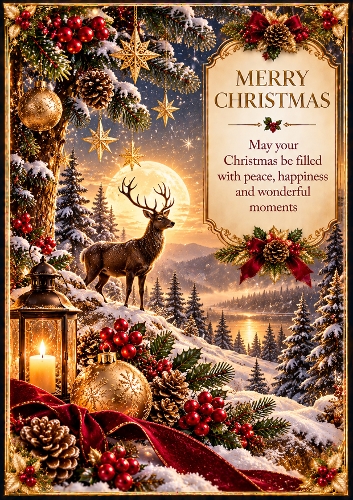 Winter Woodland Luxury A4 Portrait Christmas Card Topper
