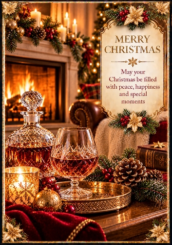 Christmas Brandy & Fire  A4 Portrait Christmas Card Topper