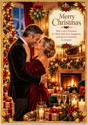 Romantic Christmas A4 Portrait Christmas Card Topper