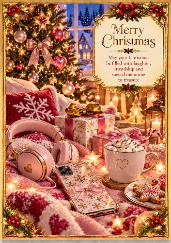 Festive Phone & Christmas A4 Portrait Christmas Card Topper