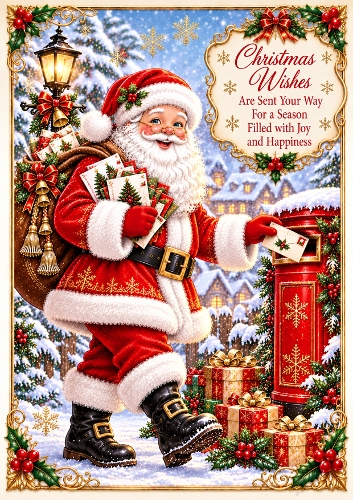 Santa & Christmas Mail A4 Portrait Christmas Card Topper