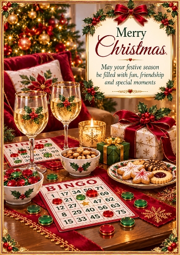Christmas Bingo Night A4 Portrait Christmas Card Topper