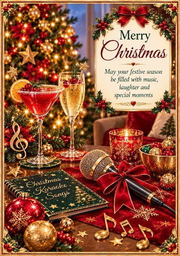 Christmas Karaoke Night A4 Portrait Christmas Card Topper