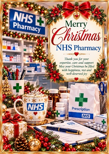 Christmas NHS Pharmacy A4 Portrait Christmas Card Topper