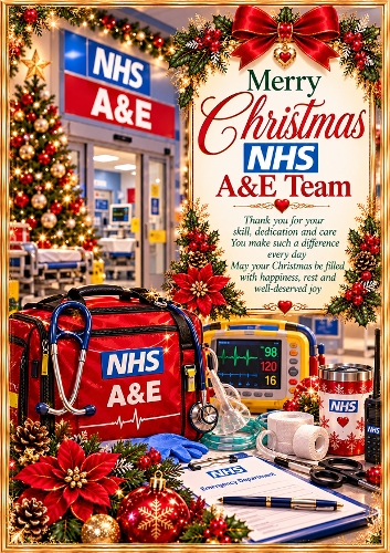 Christmas NHS A&E Team A4 Portrait Christmas Card Topper