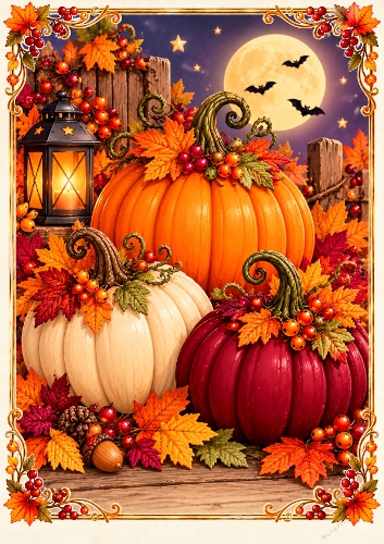 Pumpkin Trio A4 Portrait Halloween Card Topper