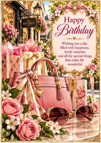 Ladies Shopping Day A4 Portrait Birthday Card Topper