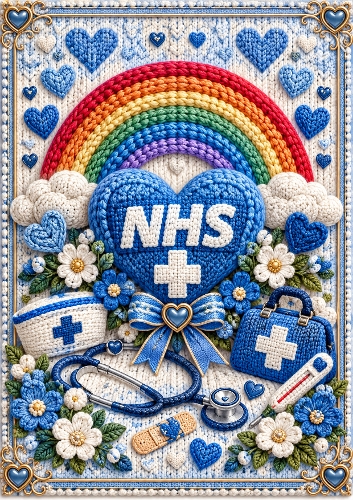 Knitted NHS Rainbow A4 Portrait Card Topper