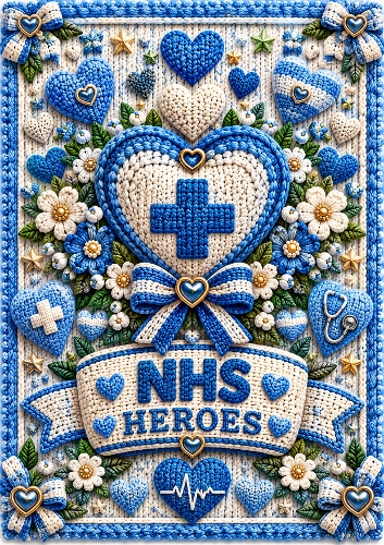 Knitted NHS Heroes A4 Portrait Card Topper