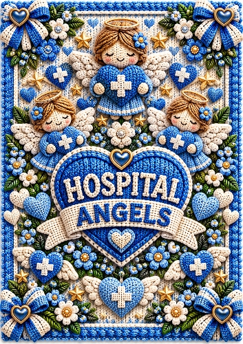 Knitted Hospital Angels A4 Portrait Card Topper
