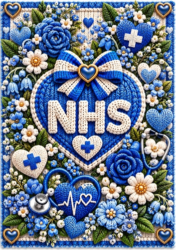 Knitted NHS Floral A4 Portrait Card Topper