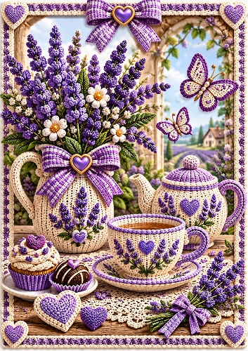Knitted Lavender Dreams A4 Portrait Card Topper