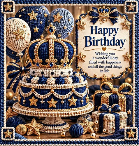 Knitted Birthday King  Card Toper