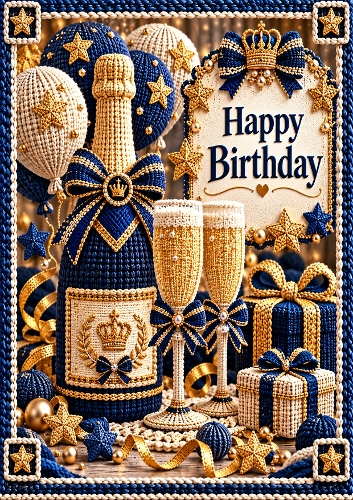 Knitted Birthday Cheers A4 Card Toper