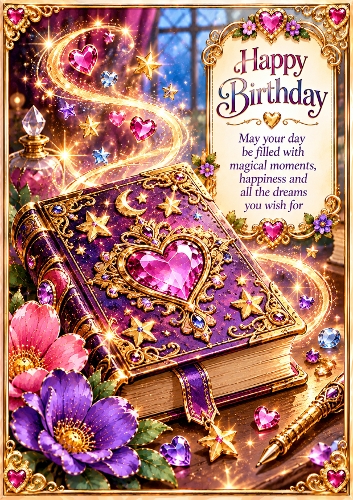 Birthday Spellbook A4 Portrait Birthday Card Topper